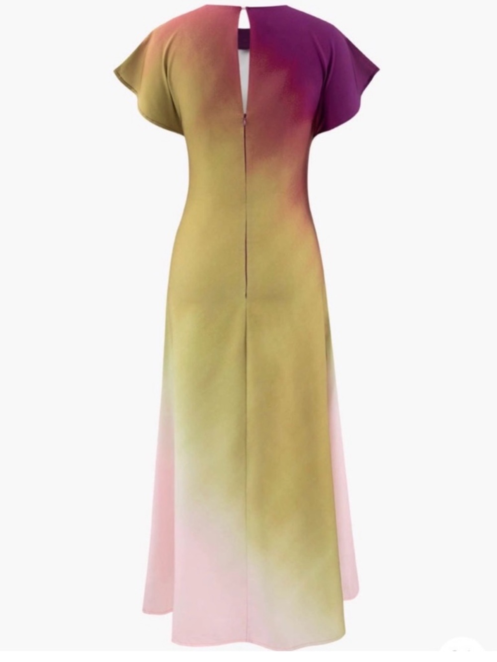 Micas Ombre Maxi Dress in Green and Pink - Cap Sleeve Elegance size M